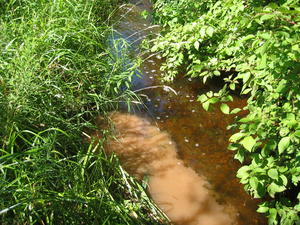 Sediment plumb in stream