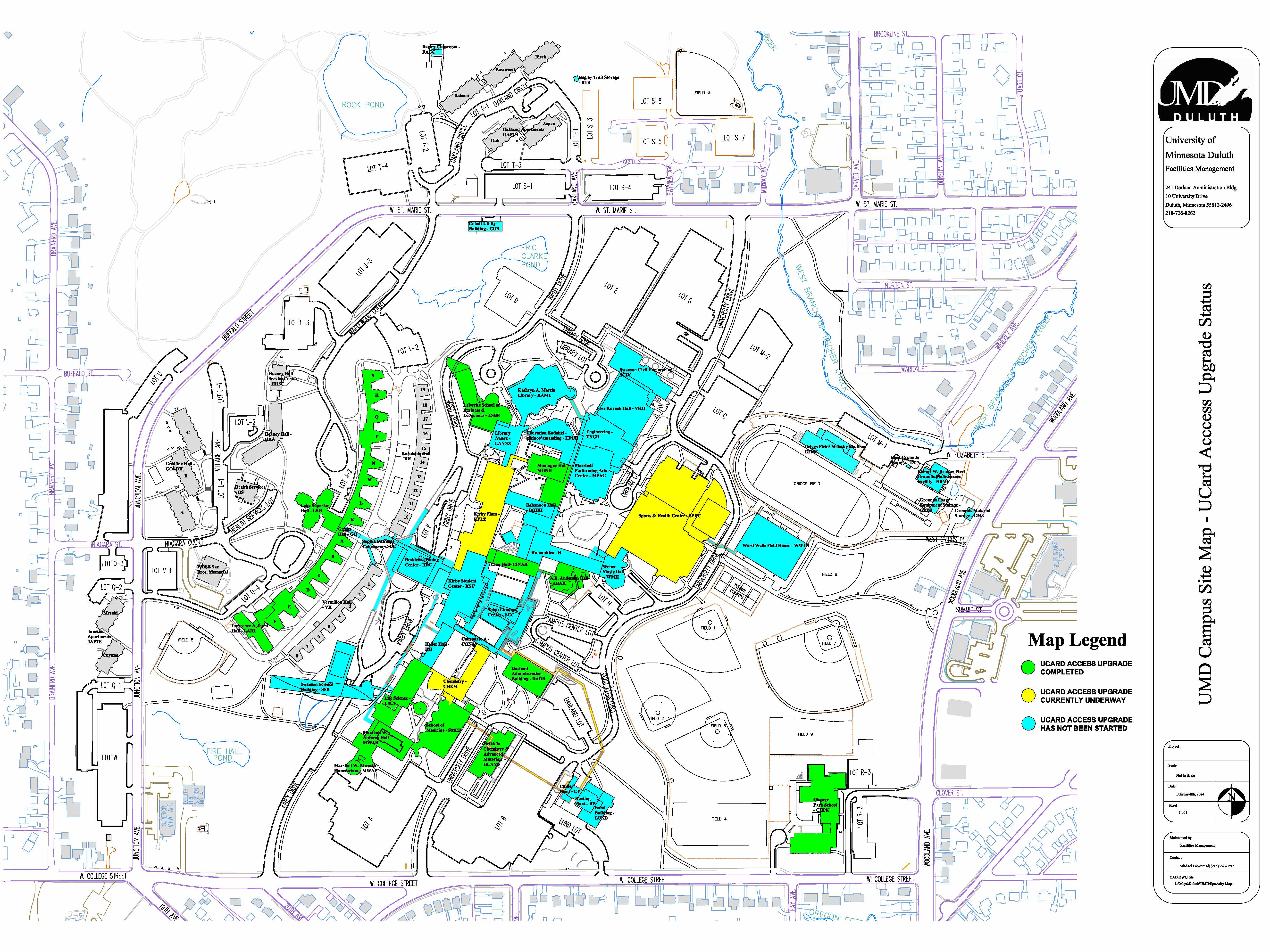 Color coded map of campus buildings converted to CCure